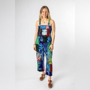 Mexicali Blues Size L Playful Batik Patchwork One Piece Pants Overalls Hippie